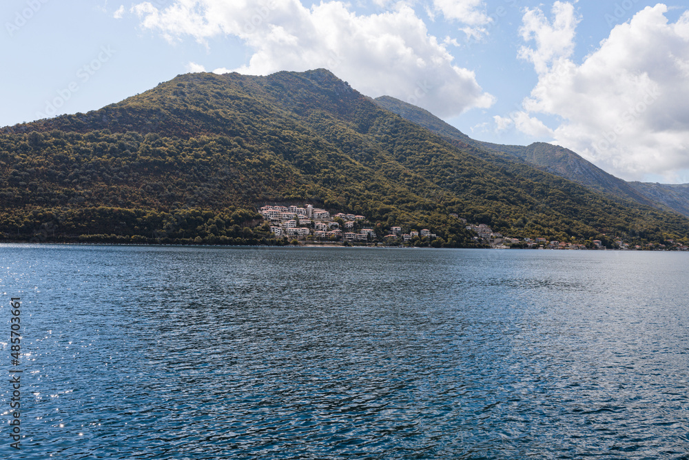 The Bay of Kotor, the Adriatic Sea in southwestern Montenegro. Its well-preserved group of medieval towns of Kotor, Tivat, Perast and Herceg Novi.  Travelling and leasure concept, beautiful seascape