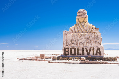 Dakar Rally Bolivia monument, Uyuni Salt Flats (Salar de Uyuni), Uyuni, Bolivia, South America