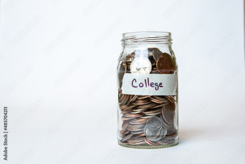 college savings, coins in jar college savings, coins in jar