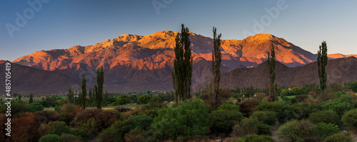 Andes Mountains sunrise landscape in the Cachi Valley scenery, Calchaqui Valleys, Salta Province, North Argentina, South America