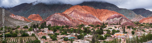 Purmamarca and the Hill of Seven Colours (Cerro de los Siete Colores), Quebrada de Purmamarca, Jujuy Province, North Argentina, South America photo