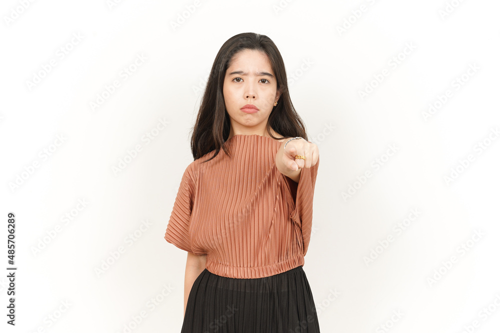 Angry and Pointing to Camera Of Beautiful Asian Woman Isolated On White Background Angry and Pointing to Camera Of Beautiful Asian Woman Isolated On White Background
