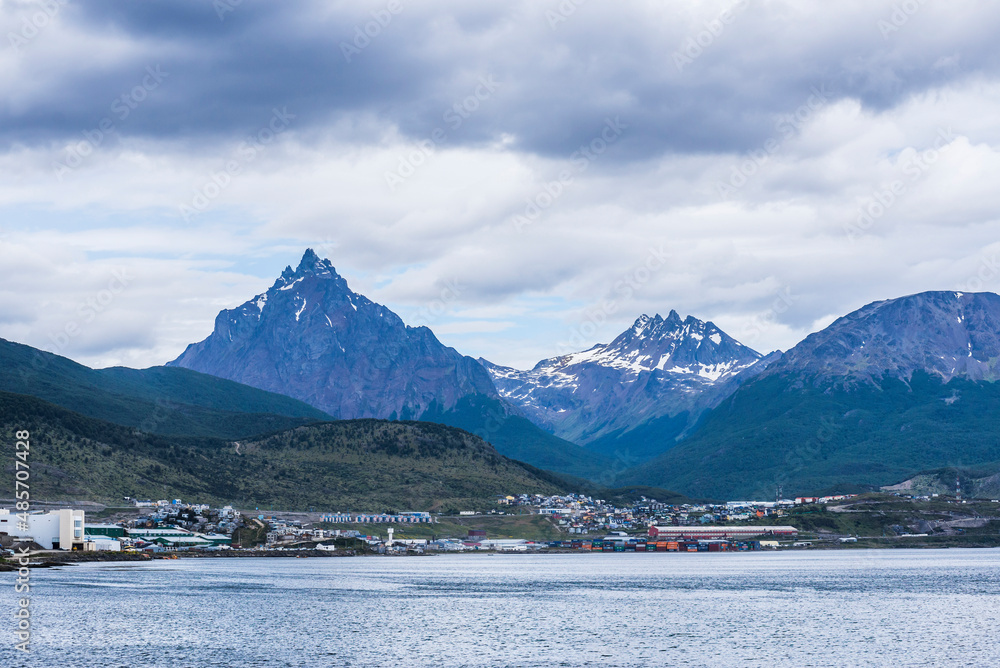 Ushuaia, seen from the Beagle Channel (Beagle Strait), Tierra Del Fuego, Patagonia, Argentina, South America