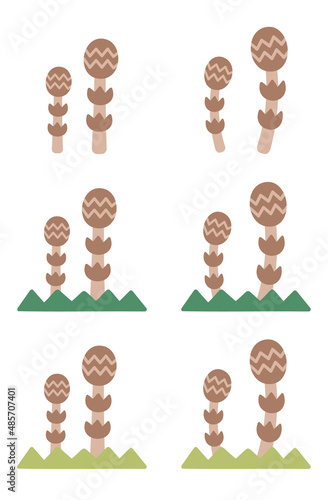 春　つくし　土筆　ツクシ　つくしんぼ　手描き　イラスト　手書き　手描き風　挿絵　山菜　植物　自然