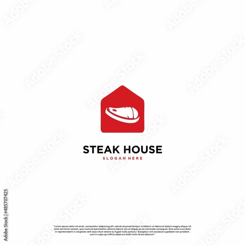 steak in house logo design concept modern
