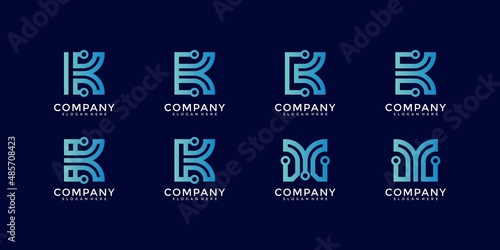 letter k tech logo design template