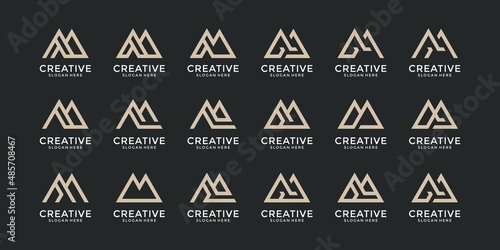 Set of creative abstract letter m logo design collection.