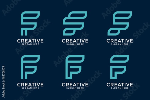 Set of letter f monogram logo design template © clothingart
