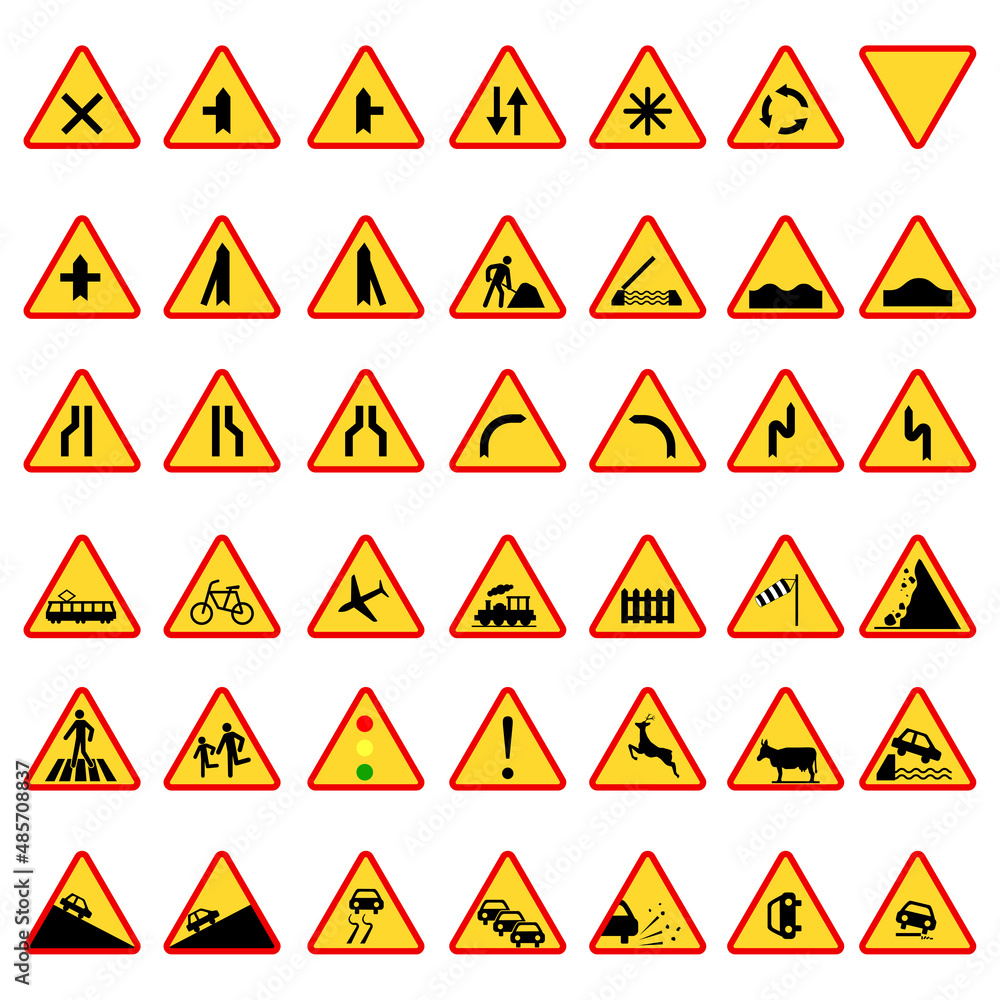 Priority road signs. Mandatory road signs. Traffic Laws. Vector illustration. stock image. Priority road signs. Mandatory road signs. Traffic Laws. Vector illustration. stock image.