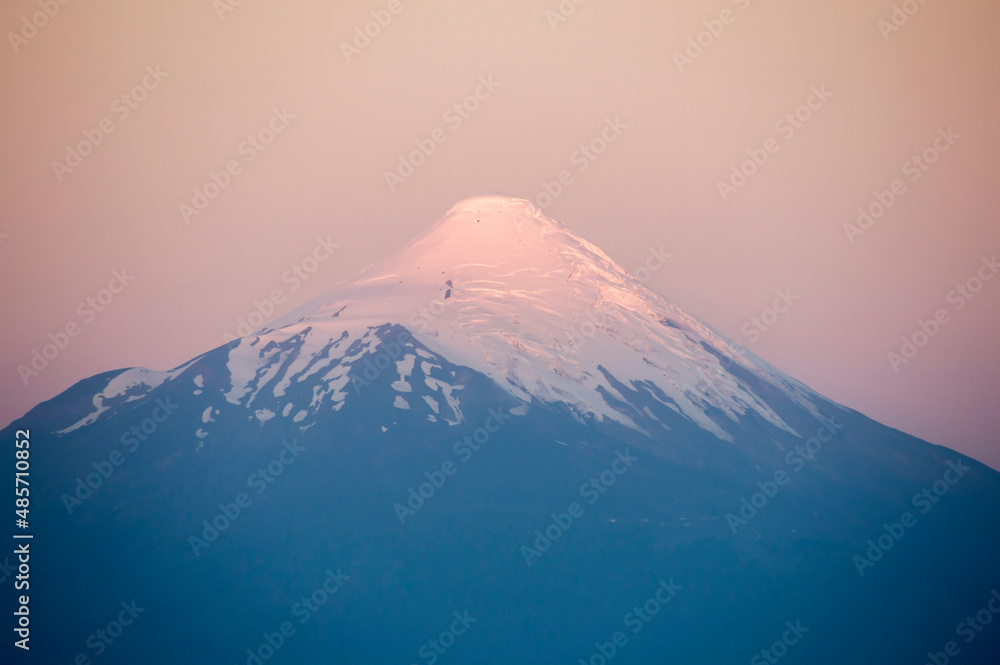 Sunset Osorno Volcano (Volcan Osorno) and Llanquihue Lake, Puerto Varas, Chile Lake District, South America