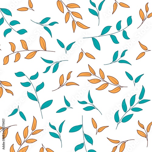 romantic feminine leafy twig pattern background, design for greeting, weeding design, gift card