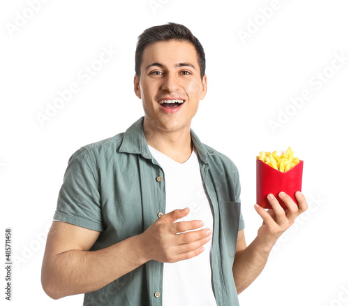 Happy young man with french...
