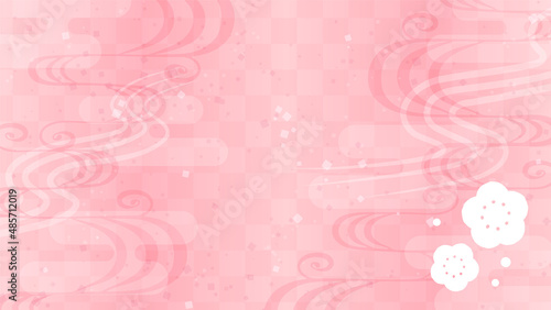 和風の背景イラスト（ピンク・梅）