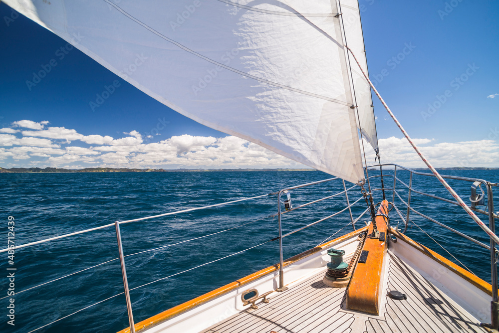 Obraz premium Sailing boat trip in the Bay of Islands, from Russell, Northland Region, North Island, New Zealand