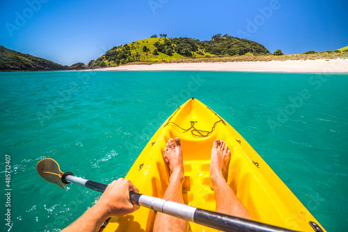 Kayaking in the Bay of Islands, in the Waikare Inlet, while on a boat trip from Russell, Northland Region, North Island, New Zealand © Matthew
