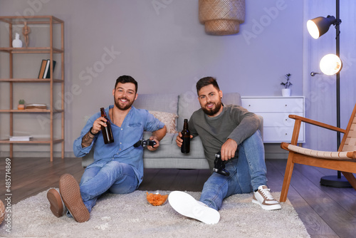 Young brothers with bottles...