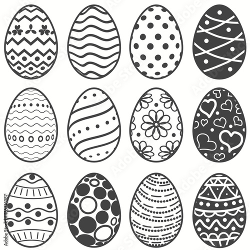 Easter Eggs with linear ornament pattern, Vector