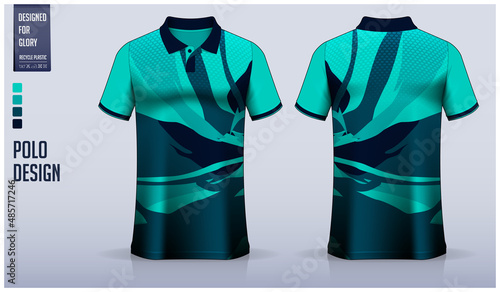 Polo shirt mockup template design for soccer jersey, football kit, golf, tennis, or sport uniform. Fabric pattern design.