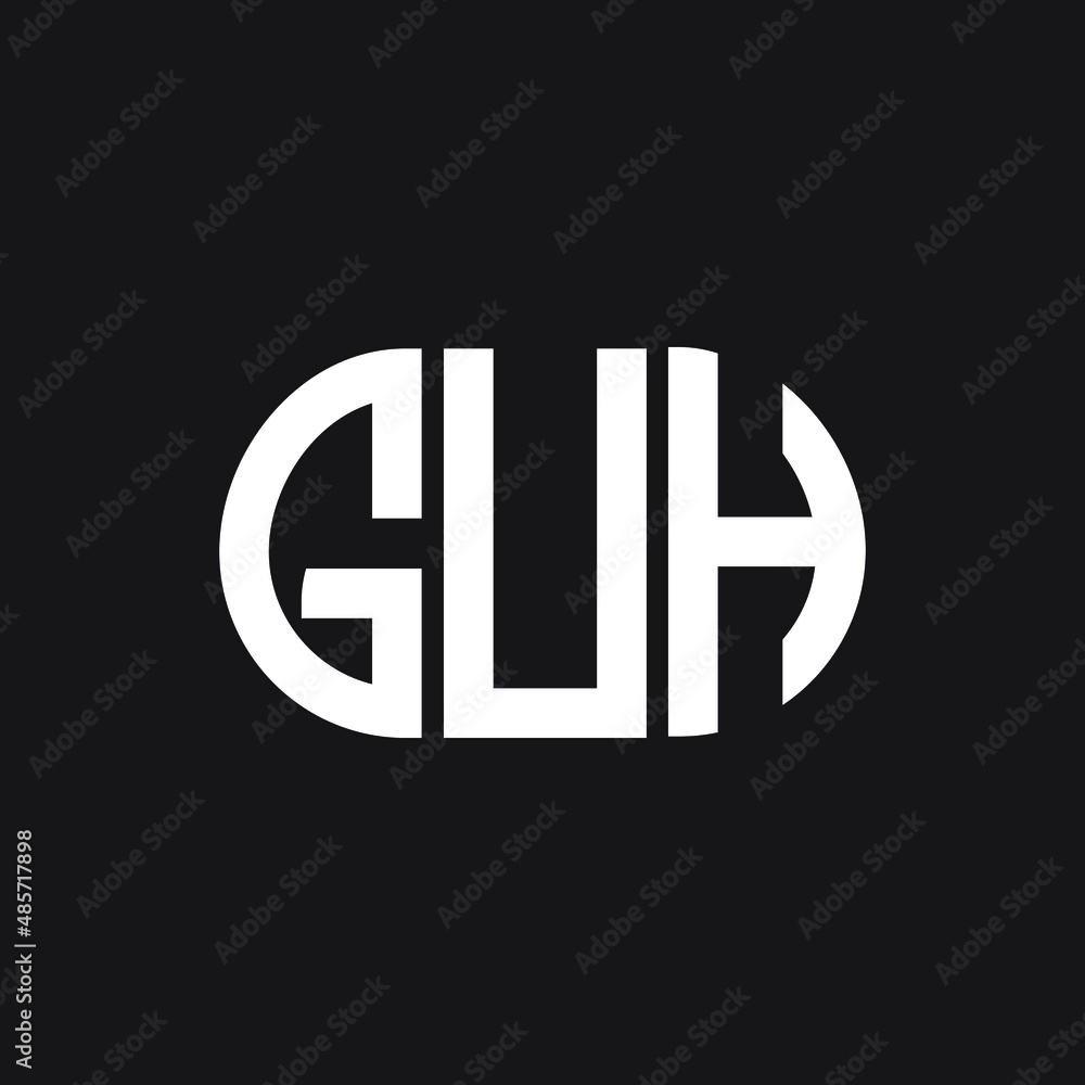 GUH letter logo design on black background. GUH creative initials letter logo concept. GUH letter design. GUH letter logo design on black background. GUH creative initials letter logo concept. GUH letter design.