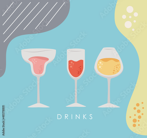 three glasses drinks icons