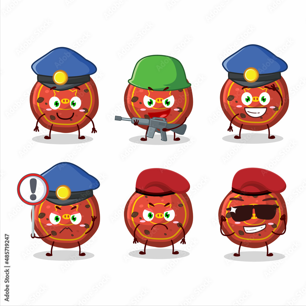 A dedicated Police officer of red cookies pig mascot design style