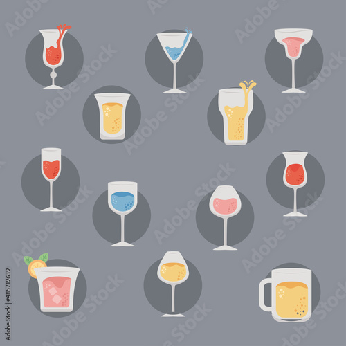 twelve glasses drinks icons