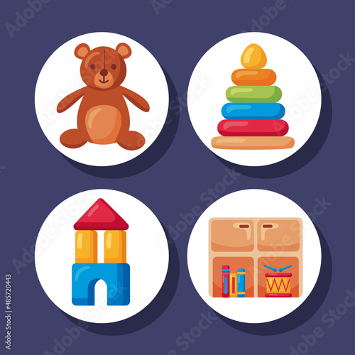 four kindergarten school icons