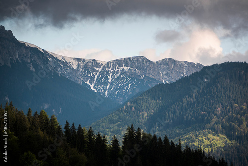 Carpathian Mountains seen from Bran, Transylvania, Romania