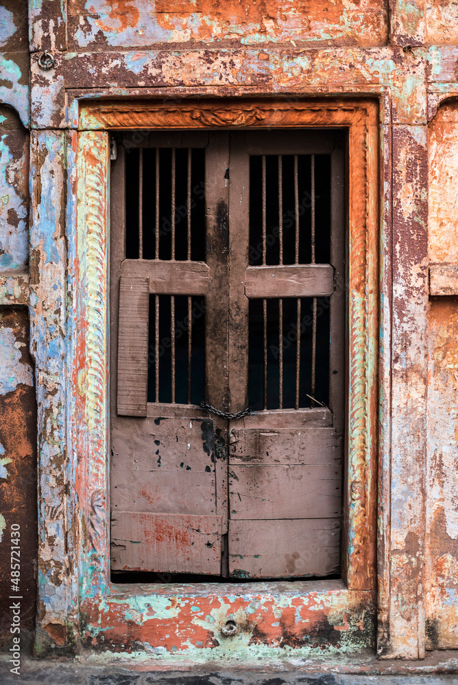 Door on the streets of Varanasi, Uttar Pradesh, India Door on the streets of Varanasi, Uttar Pradesh, India