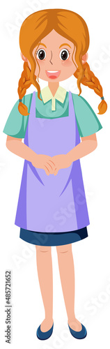 A housekeeper cartoon character on white background