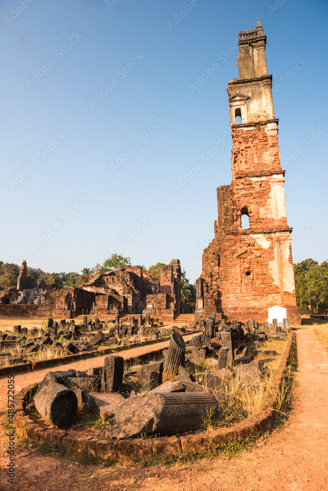 Ruins of St. Augustine Convent, UNESCO World Heritage Site in Old Goa, Goa, India