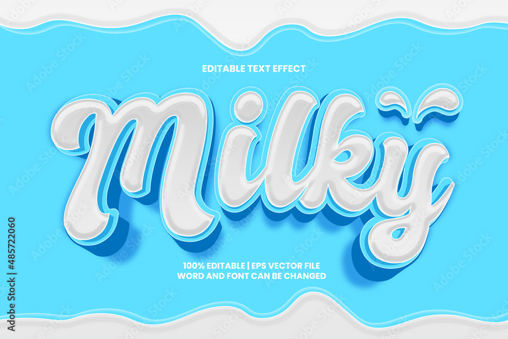 Editable text effect - Milky 3D Style