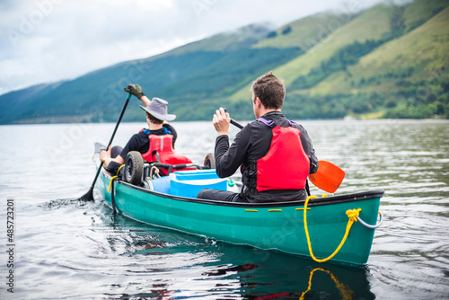 Canoeing Loch Lochy, part of the Caledonian Canal, Fort William, Scottish Highlands, Scotland, United Kingdom, Europe