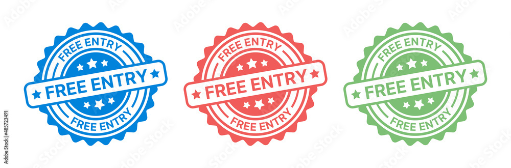 Free entry on label stamp vector illustration. Free entry on label stamp vector illustration.