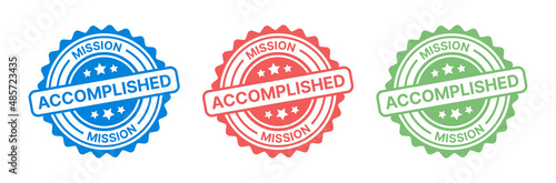 Mission Accomplished seal stamp icon set in graphic design.