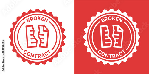 Broken contract seal stamp vector. Contract cancellation business icon concept.