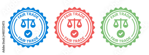 Fair trade sign badge isolated on white background.