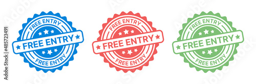 Free entry on label stamp vector illustration. photo