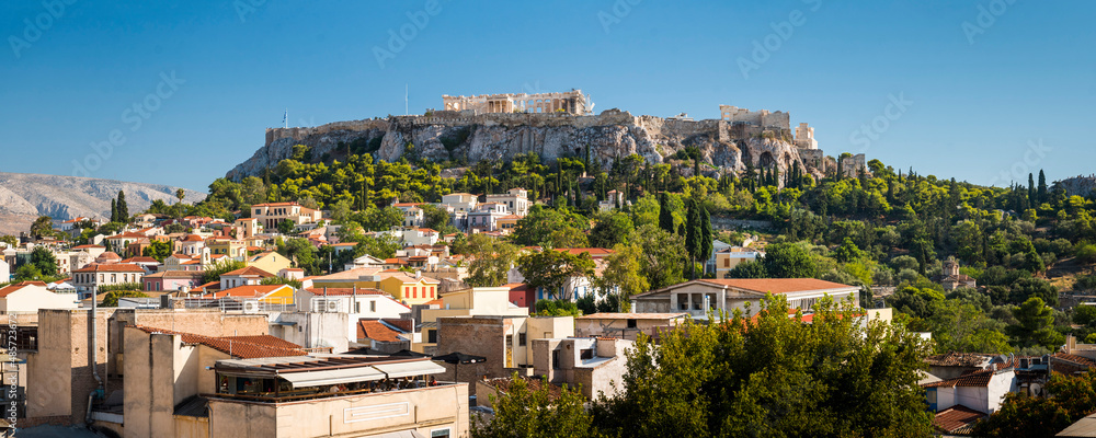 Acropolis and rooftops of Athens, Attica Region, Greece, UNESCO World Heritage Site, Europe