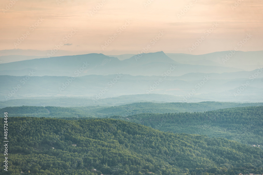 Naklejka premium Tourtour at sunset, Provence Alpes Côte d'Azur, South of France, Europe