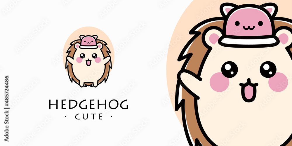 Illustration Cute Hedgehog Funny Kawaii Face Cartoon Fun Mascot Wildlife Character Vector Logo Design Illustration Cute Hedgehog Funny Kawaii Face Cartoon Fun Mascot Wildlife Character Vector Logo Design