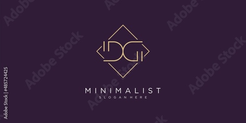 Initials Letter DG GD D G Minimalist Frame Fashion Business Luxury Elegant Simple Monogram Vector Logo Design