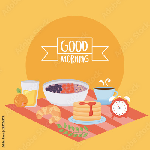 good morning lettering with food