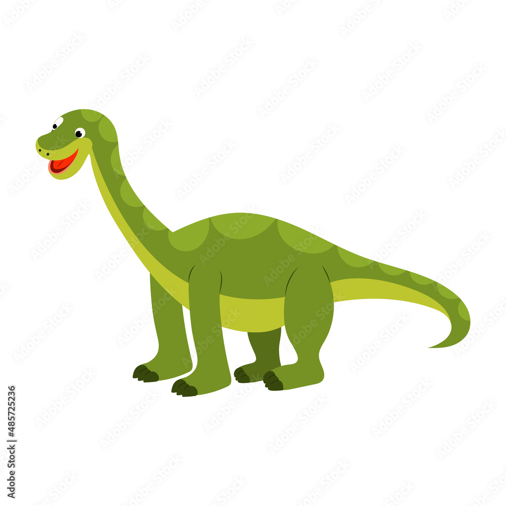 Naklejka premium cute cartoon dinosaur brontosaurus. vector isolated on white background.