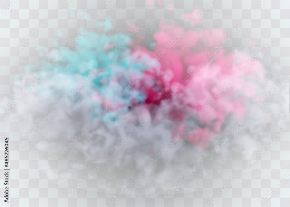 Obraz premium Fog or smoke isolated special effect on transparent background. Red vector cloudiness, mist or smog background. Vector illustration