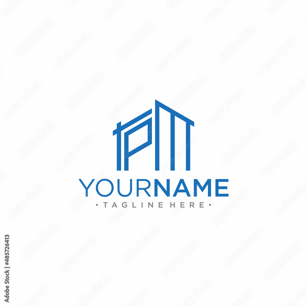 Unique PM letter symbol for logo design Unique PM letter symbol for logo design