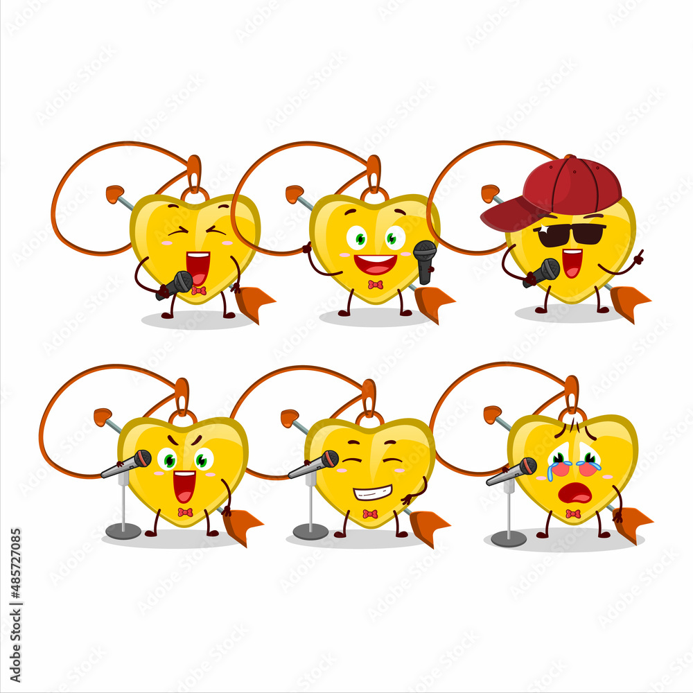 A Cute Cartoon design concept of yellow heart arrow necklace singing a famous song A Cute Cartoon design concept of yellow heart arrow necklace singing a famous song