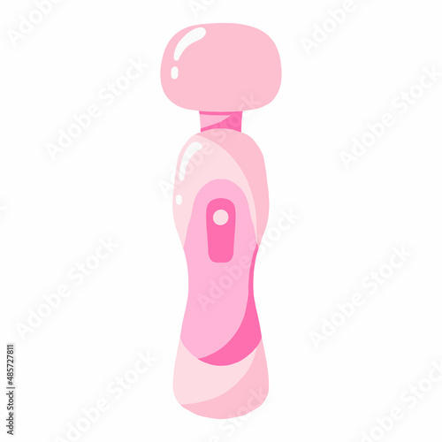 Vector illustration of a pink vibrator. Sex toy illustration. Toys for adults. Flat style.