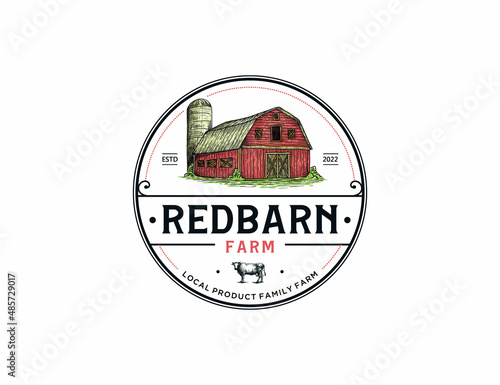 Wooden barn vintage logo template