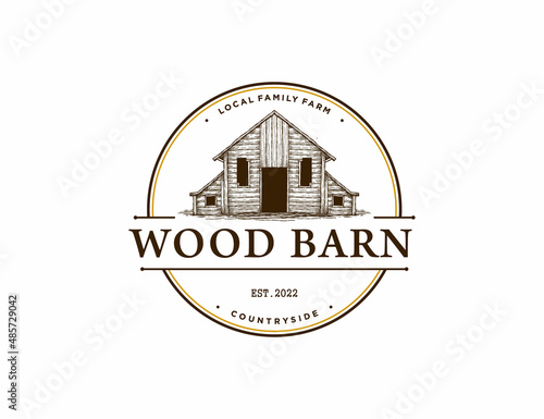 Wooden barn vintage logo template